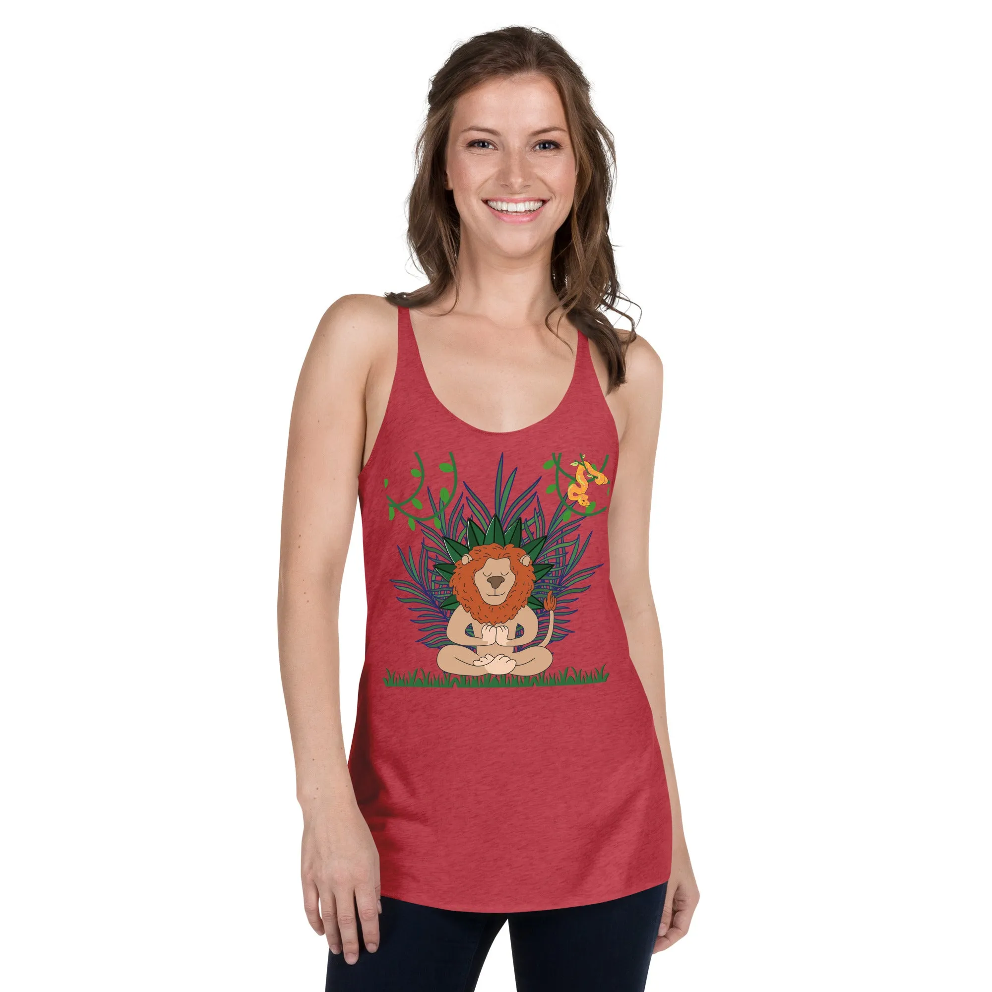 Lion graphic racerback tank tops for women