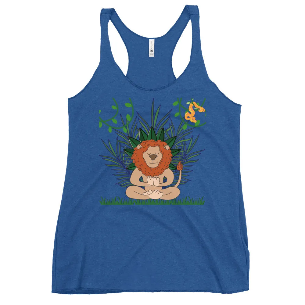 Lion graphic racerback tank tops for women