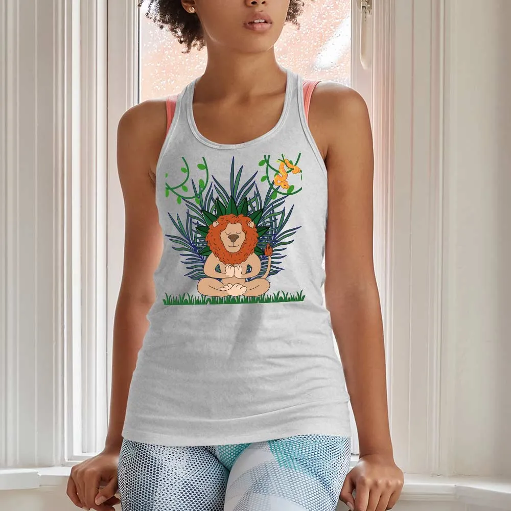 Lion graphic racerback tank tops for women