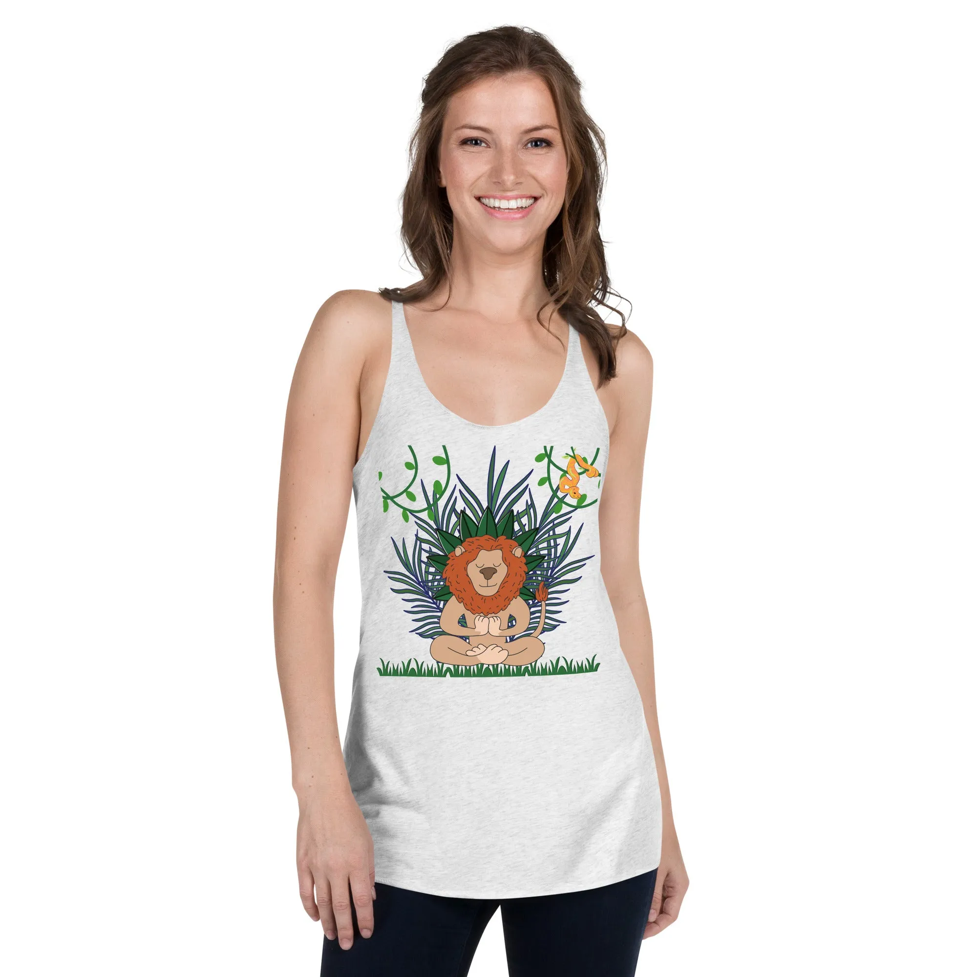 Lion graphic racerback tank tops for women