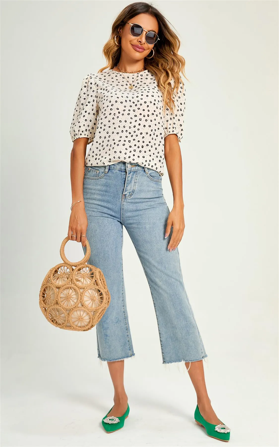 Little Flower Top/Blouse In White