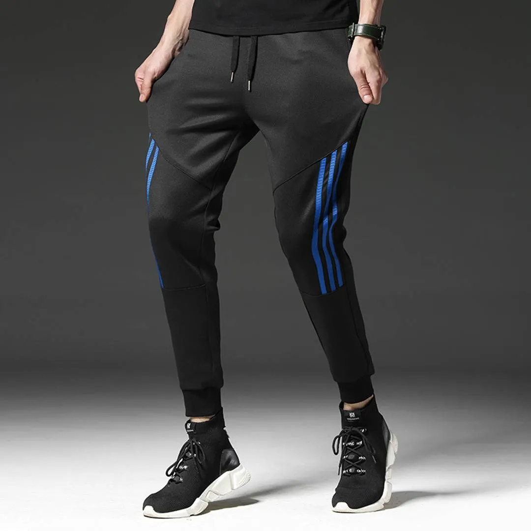 Men's Black Polyester Self Pattern Slim Fit Regular Track Pants