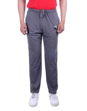 Men's Grey Cotton Solid Regular Track Pants