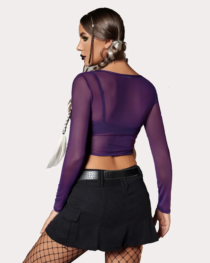 Mesh Crop Tops Sheer Shirt