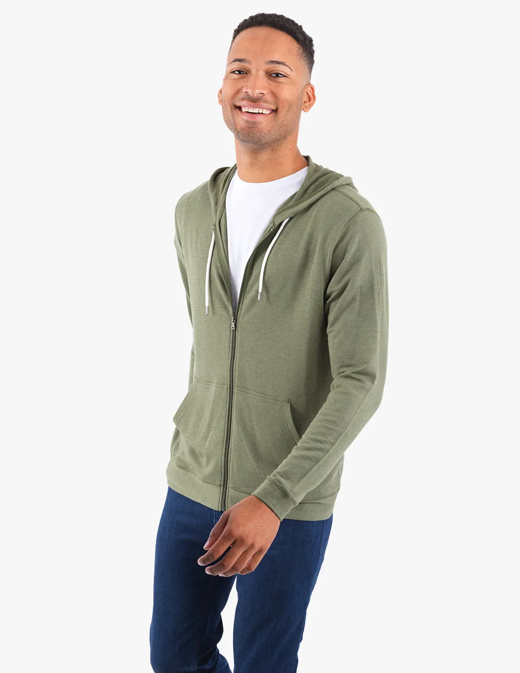 MOSS CASHMERE ZIP UP