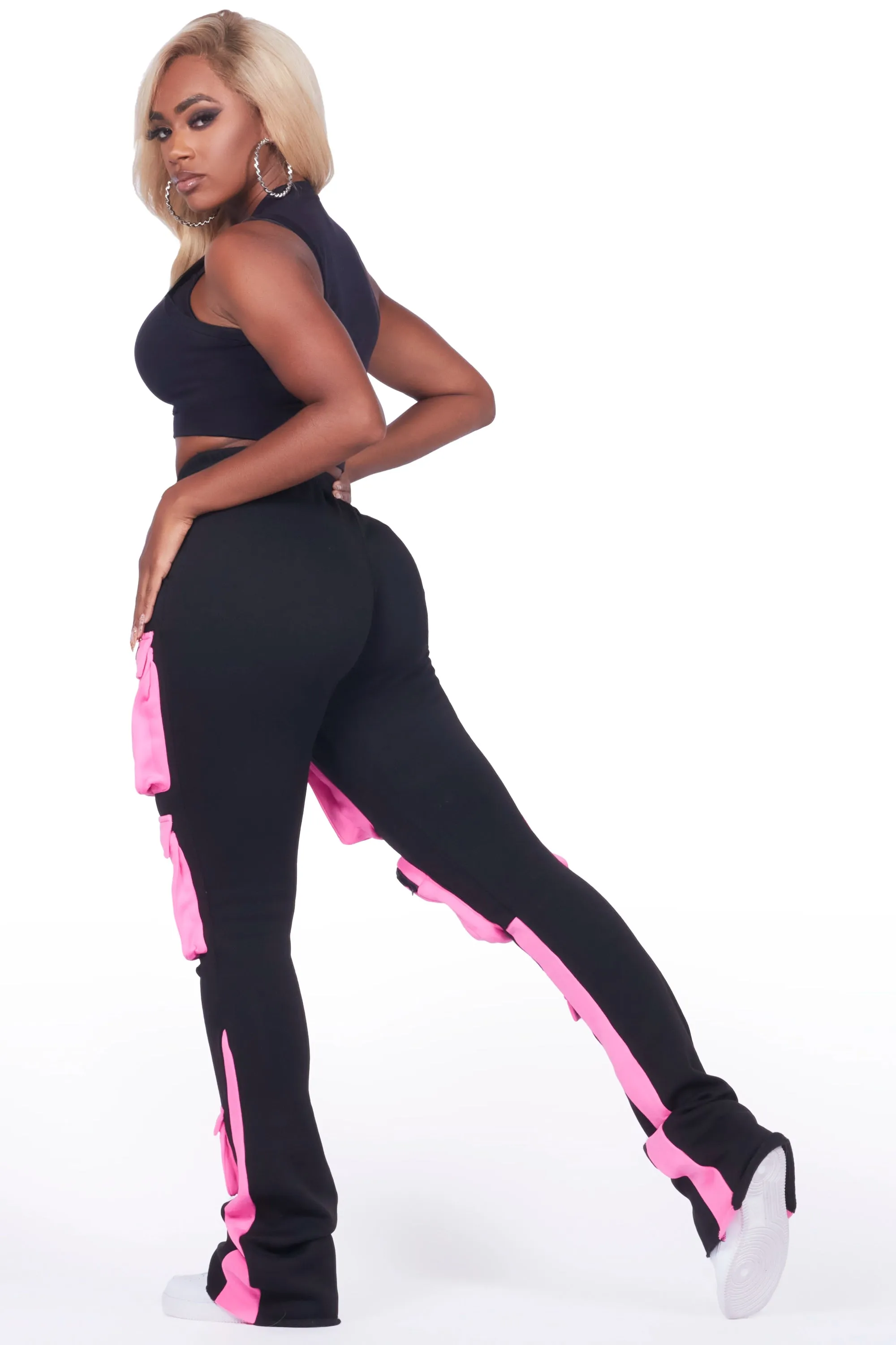 Norika Black Stacked Track Pant