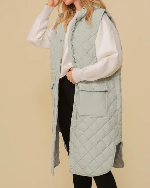 Oversized Quilted Midi Jacket