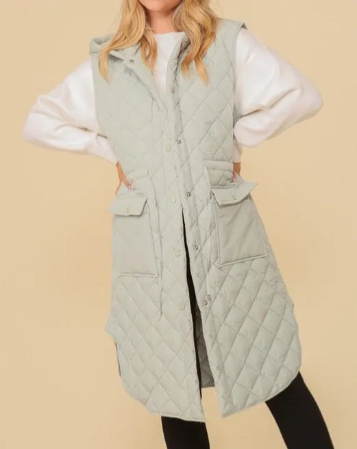 Oversized Quilted Midi Jacket