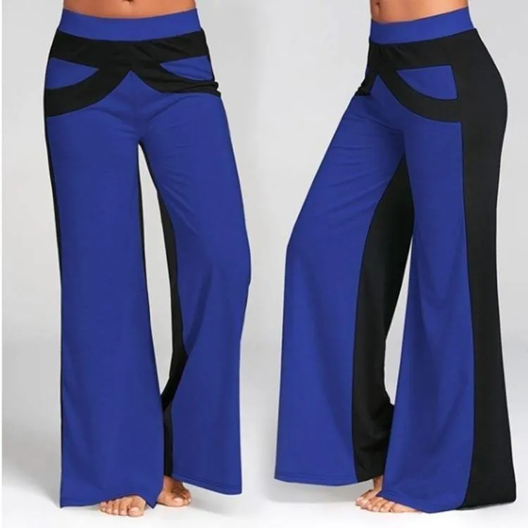 Patchwork Wide Leg High Waist Fitness Pant