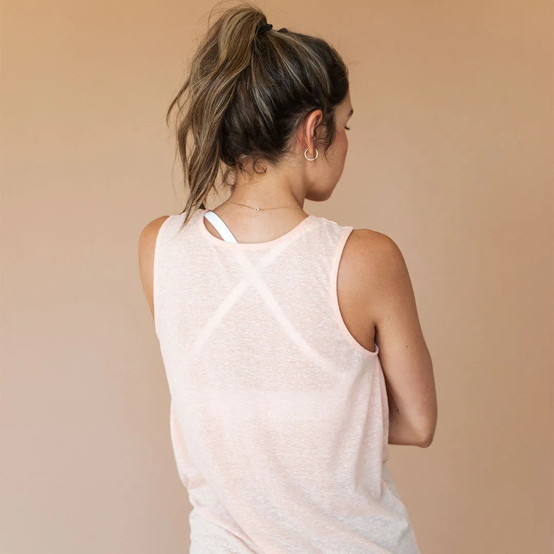 Peach Slub Knot Crop Tank