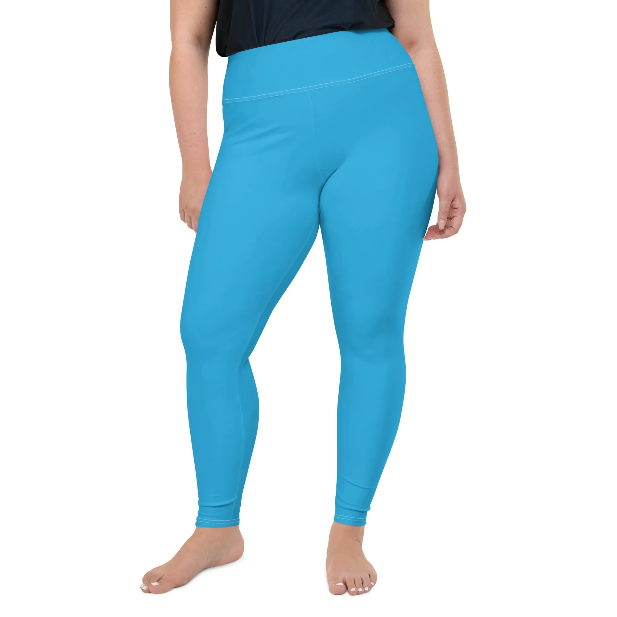 Premium Plus: Solid Color Yoga Pants for Women's Active Lifestyle - Cyan