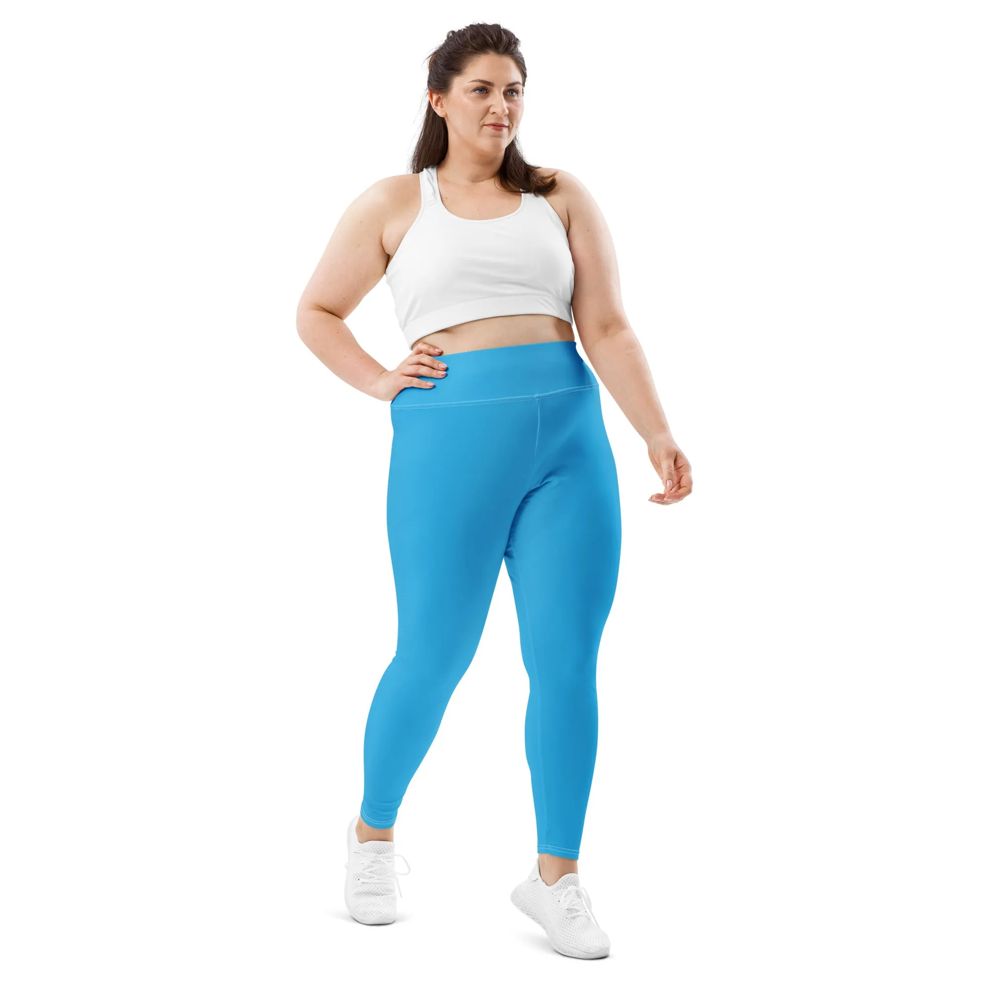 Premium Plus: Solid Color Yoga Pants for Women's Active Lifestyle - Cyan