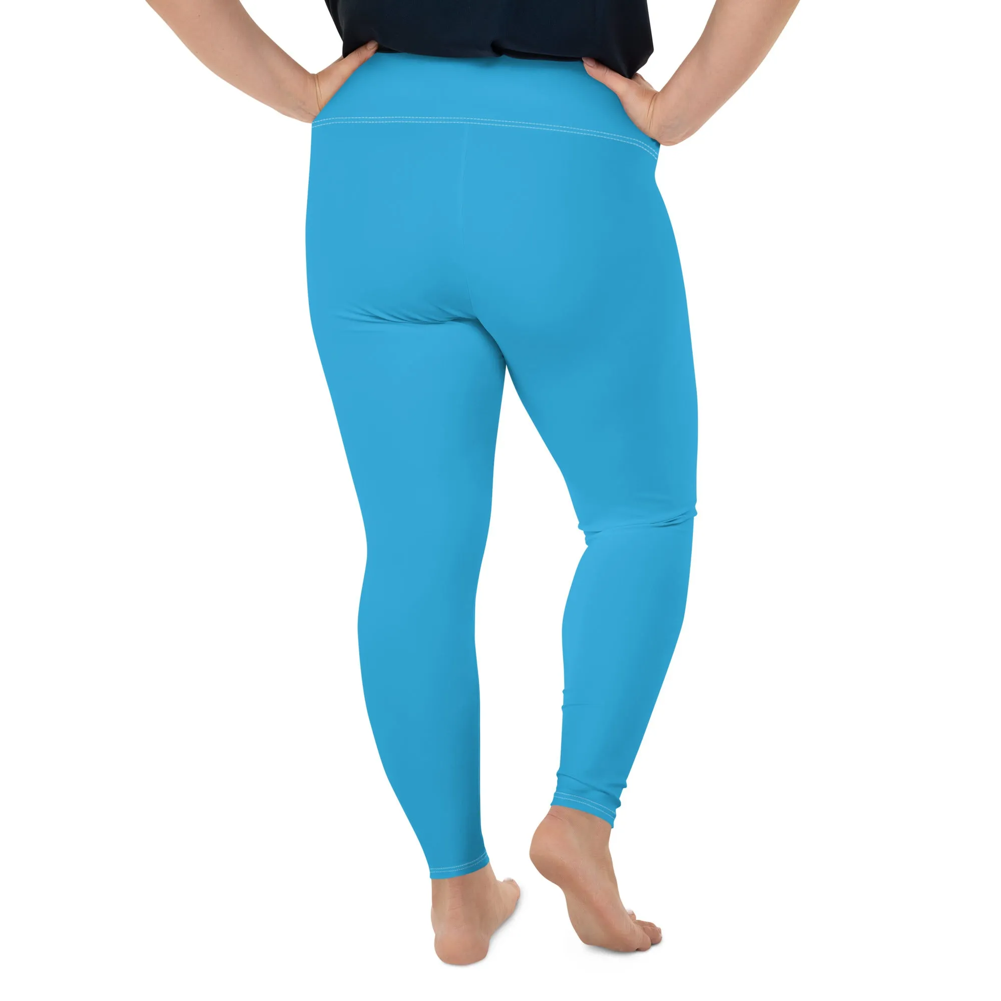 Premium Plus: Solid Color Yoga Pants for Women's Active Lifestyle - Cyan