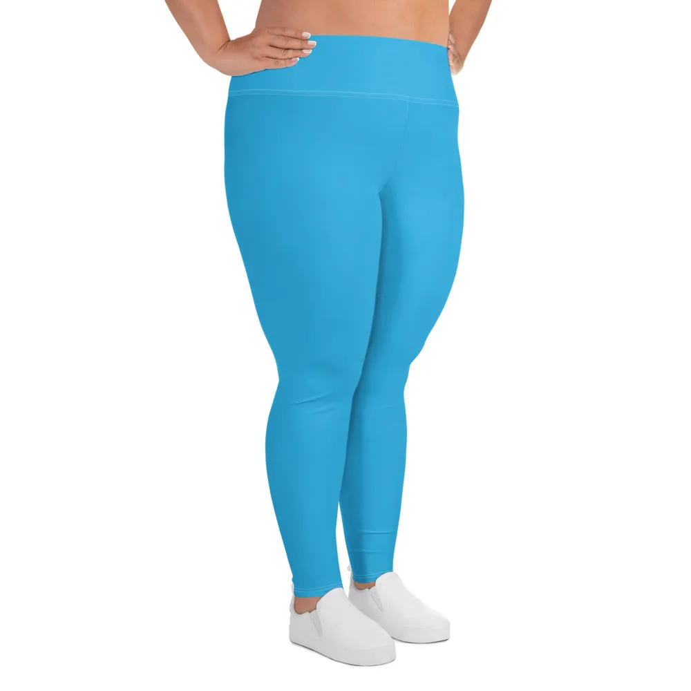 Premium Plus: Solid Color Yoga Pants for Women's Active Lifestyle - Cyan