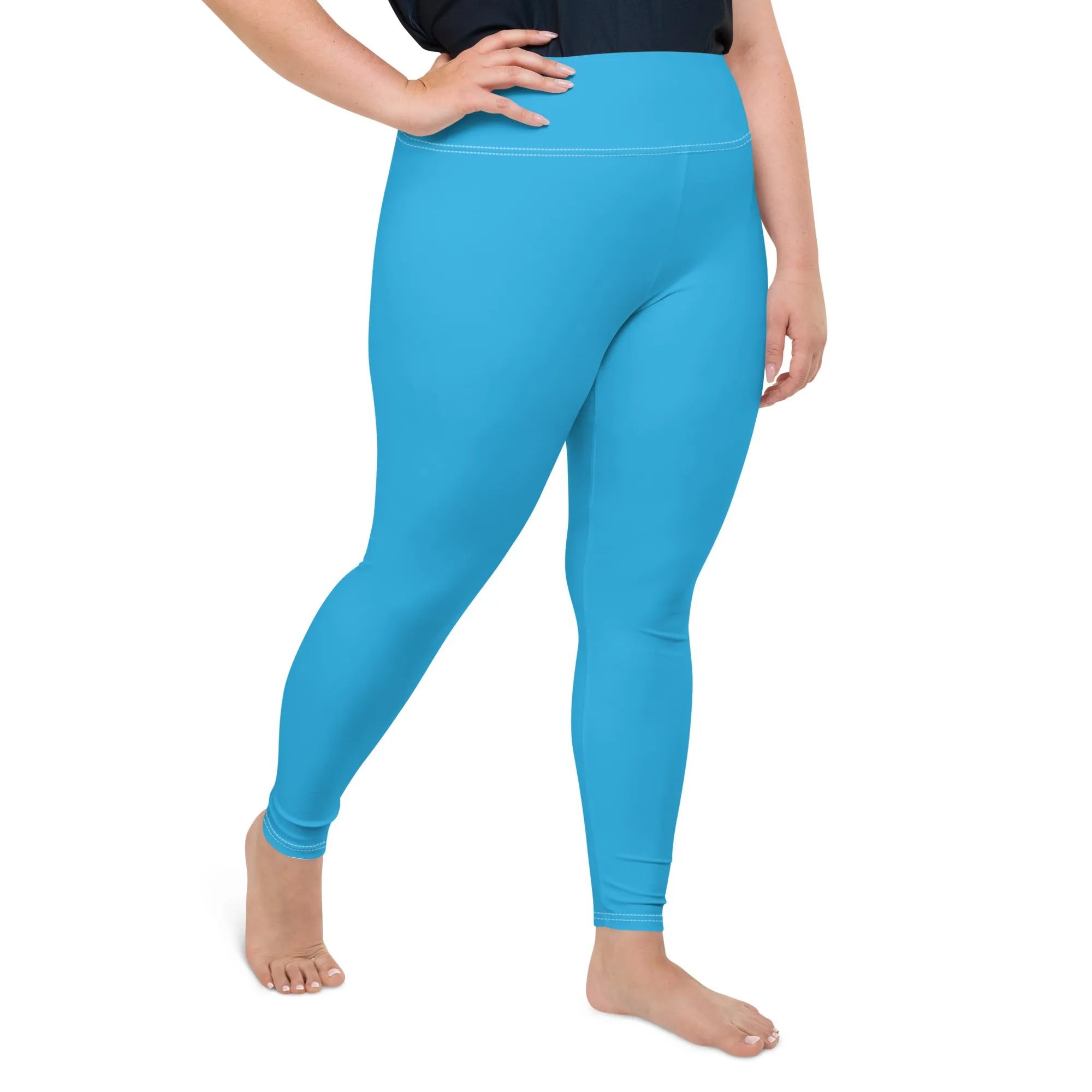 Premium Plus: Solid Color Yoga Pants for Women's Active Lifestyle - Cyan