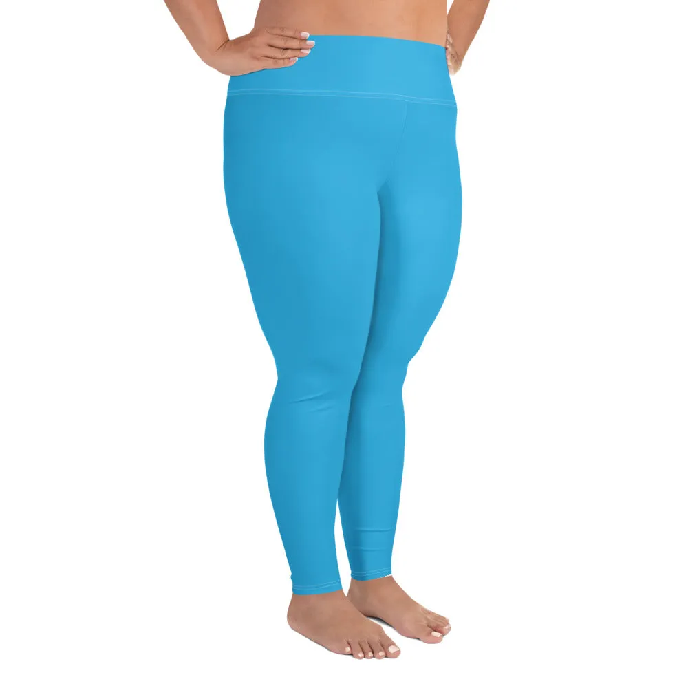 Premium Plus: Solid Color Yoga Pants for Women's Active Lifestyle - Cyan