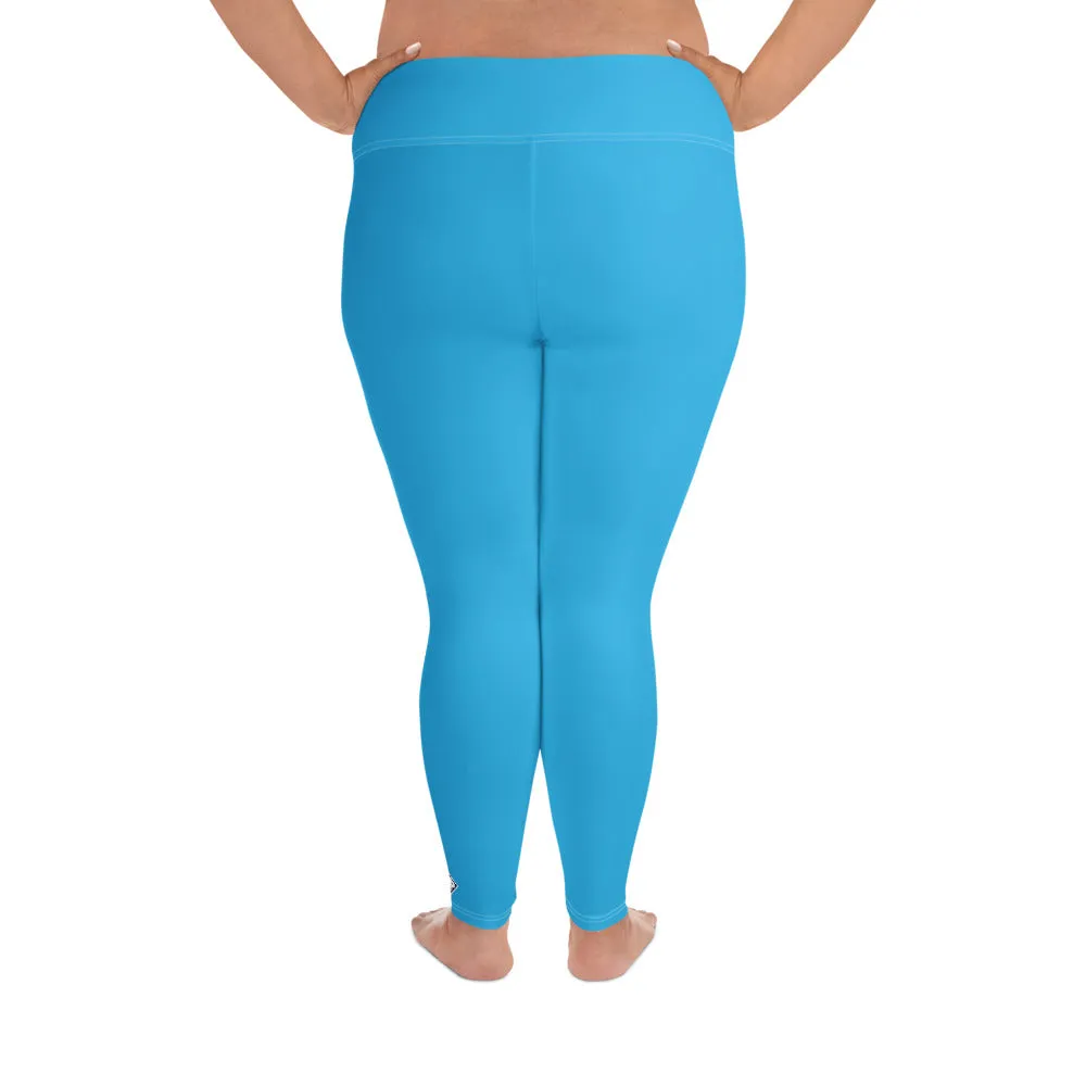 Premium Plus: Solid Color Yoga Pants for Women's Active Lifestyle - Cyan