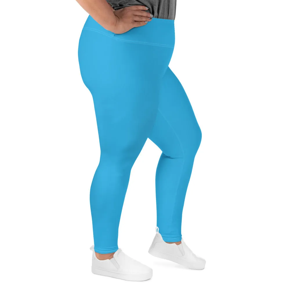 Premium Plus: Solid Color Yoga Pants for Women's Active Lifestyle - Cyan