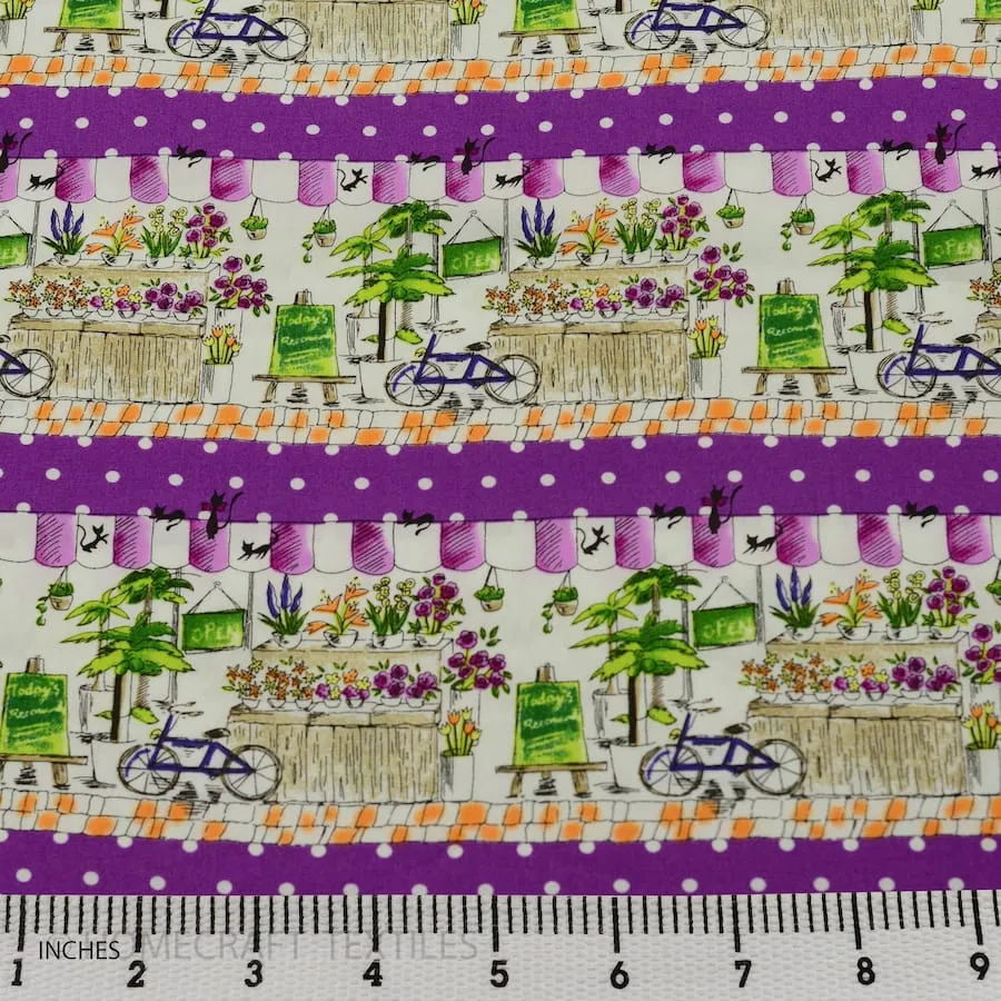 Purple Summer Market Stripe Cotton Print