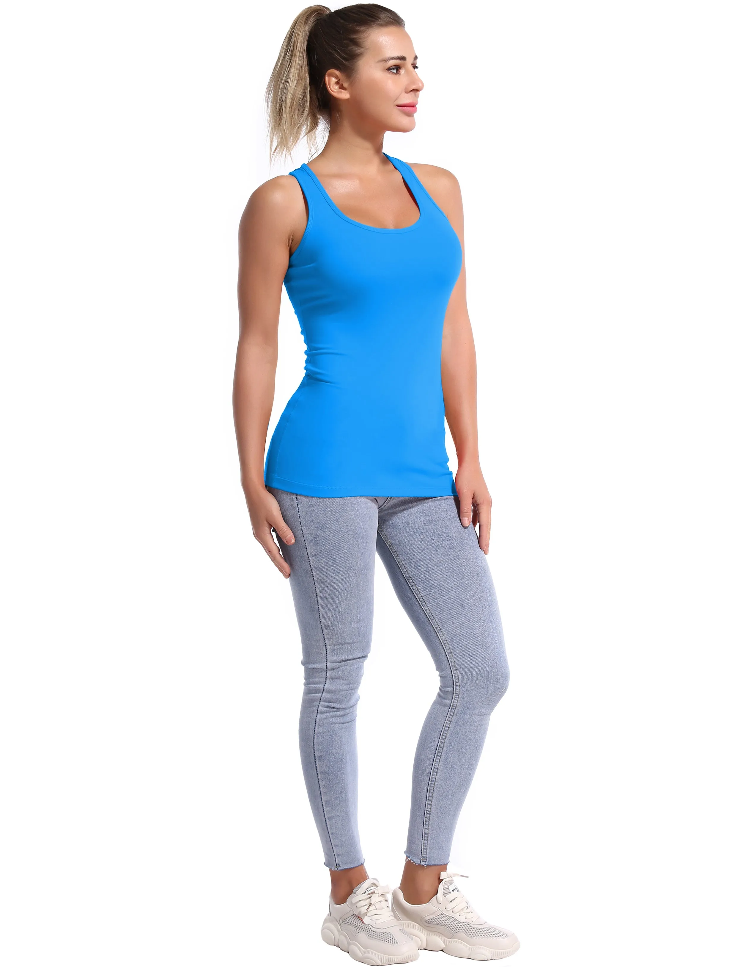 Racerback Athletic Tank Tops deepskyblue_Jogging