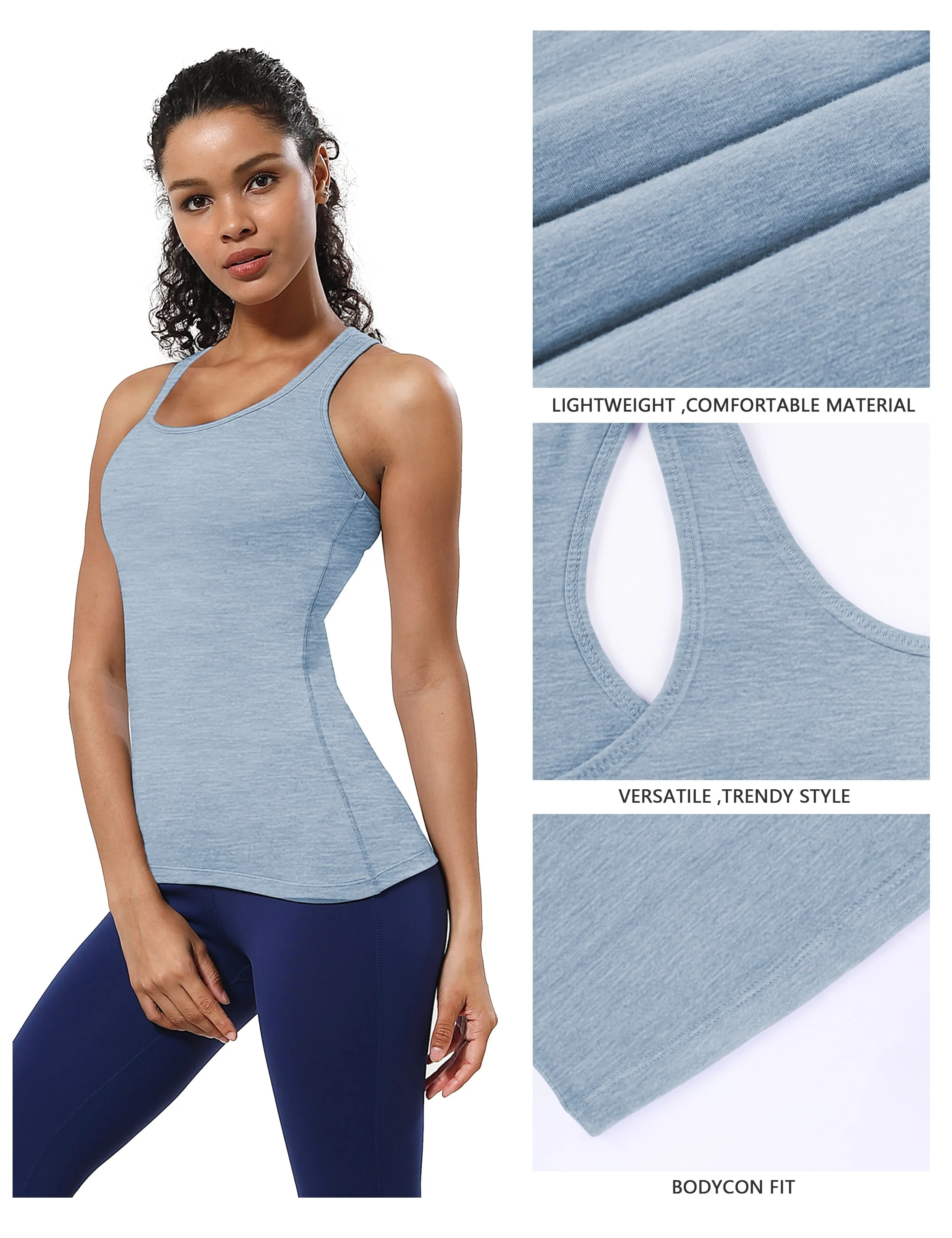 Racerback Athletic Tank Tops heatherblue_Tall Size