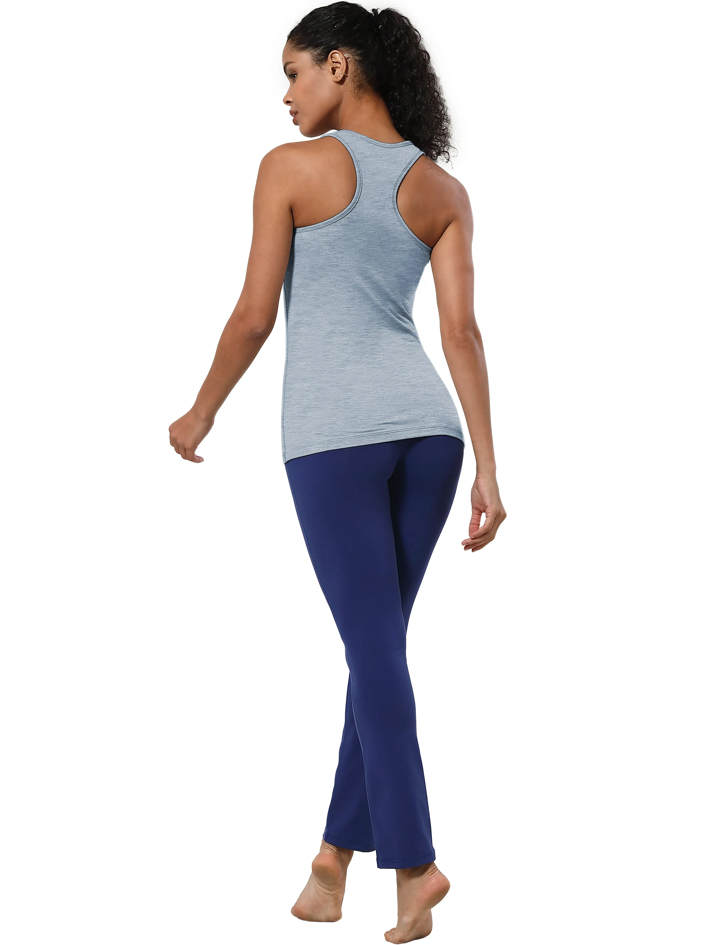 Racerback Athletic Tank Tops heatherblue_yogastudio