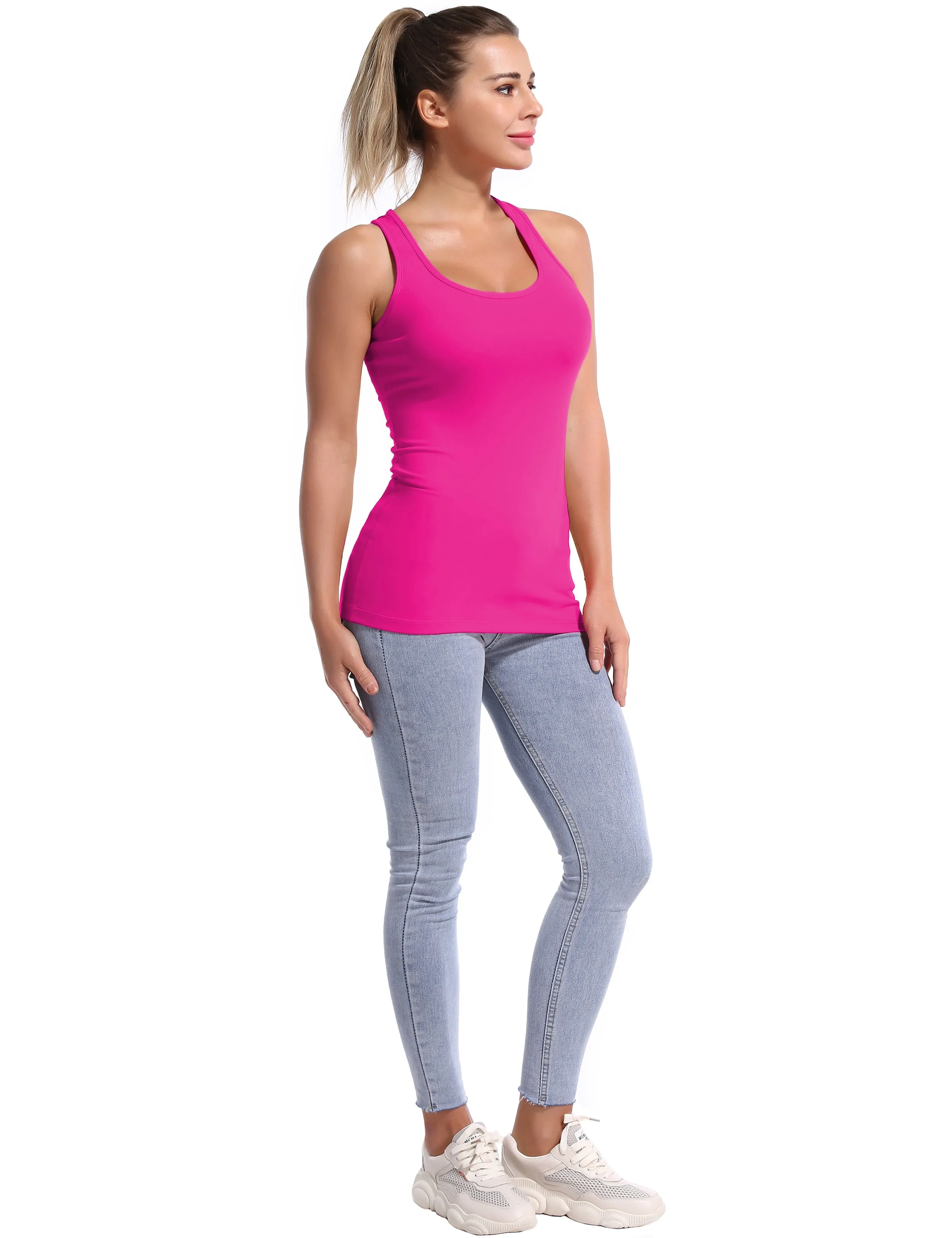 Racerback Athletic Tank Tops magenta_Pilates