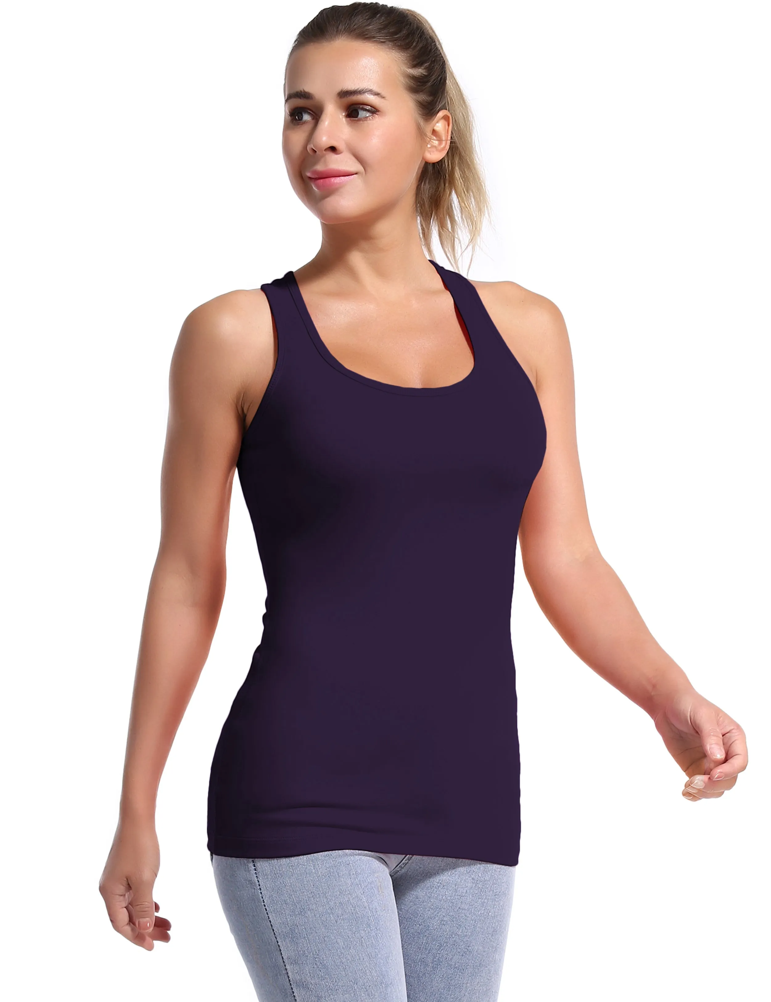 Racerback Athletic Tank Tops midnightblue_yoga