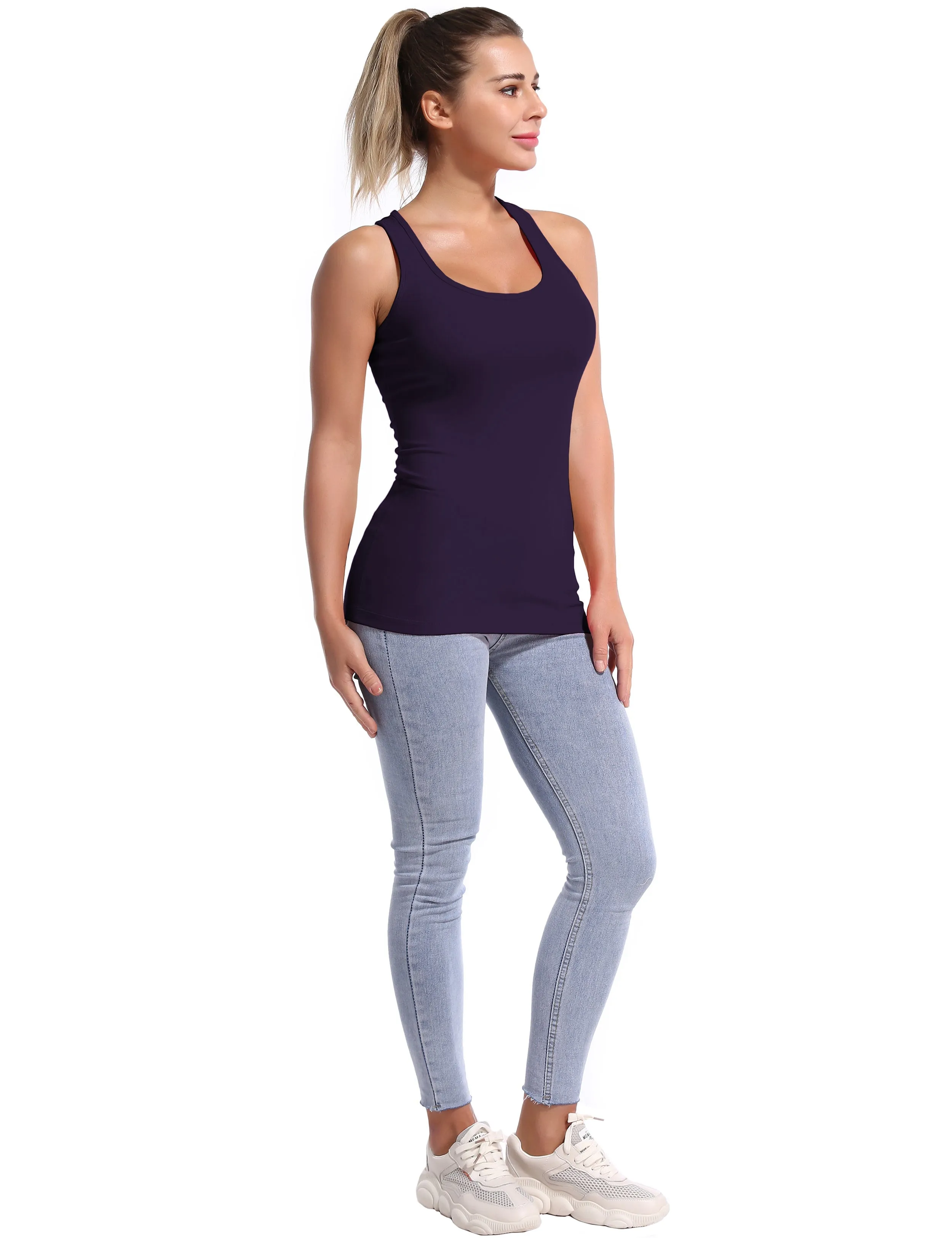 Racerback Athletic Tank Tops midnightblue_yoga