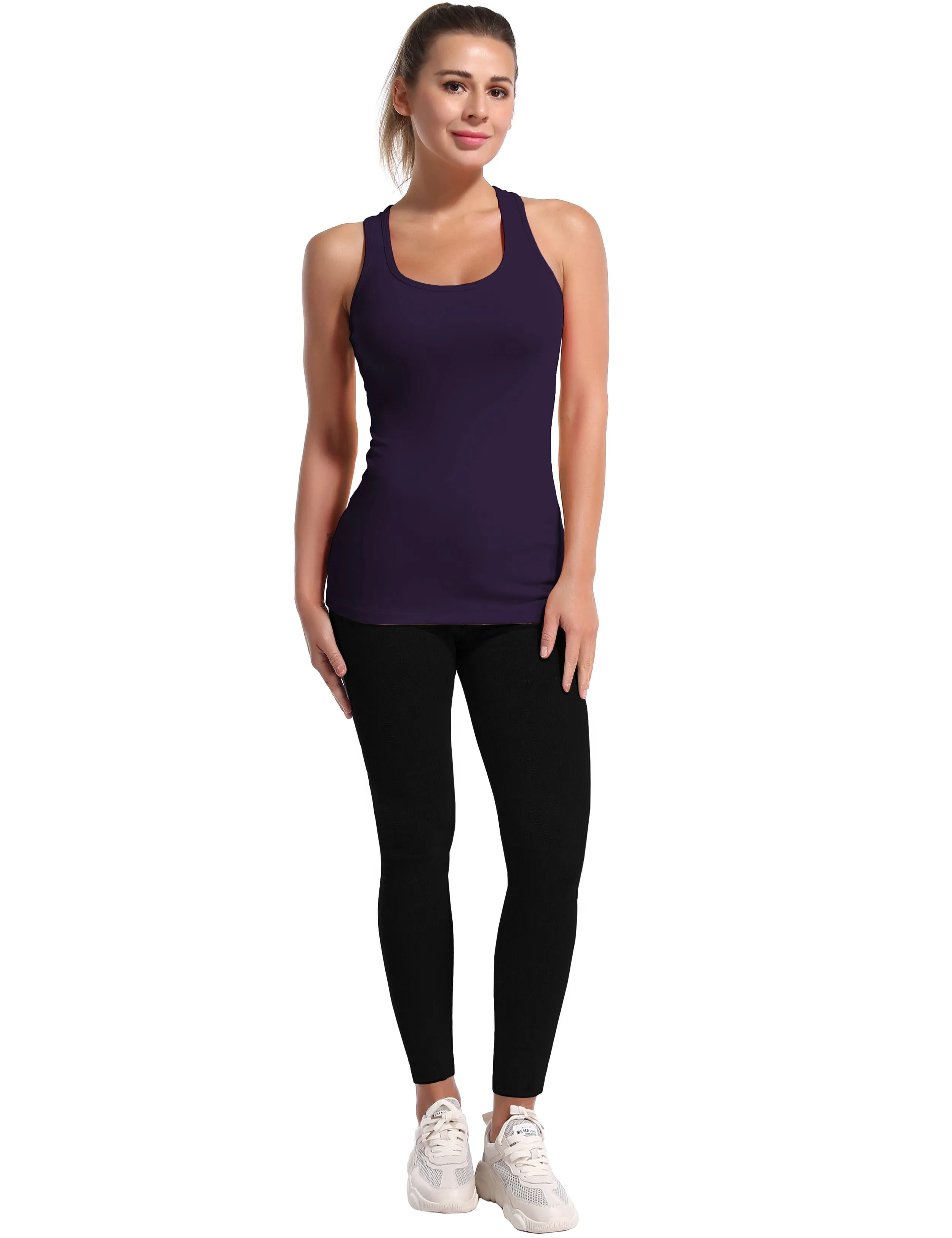 Racerback Athletic Tank Tops midnightblue_yoga