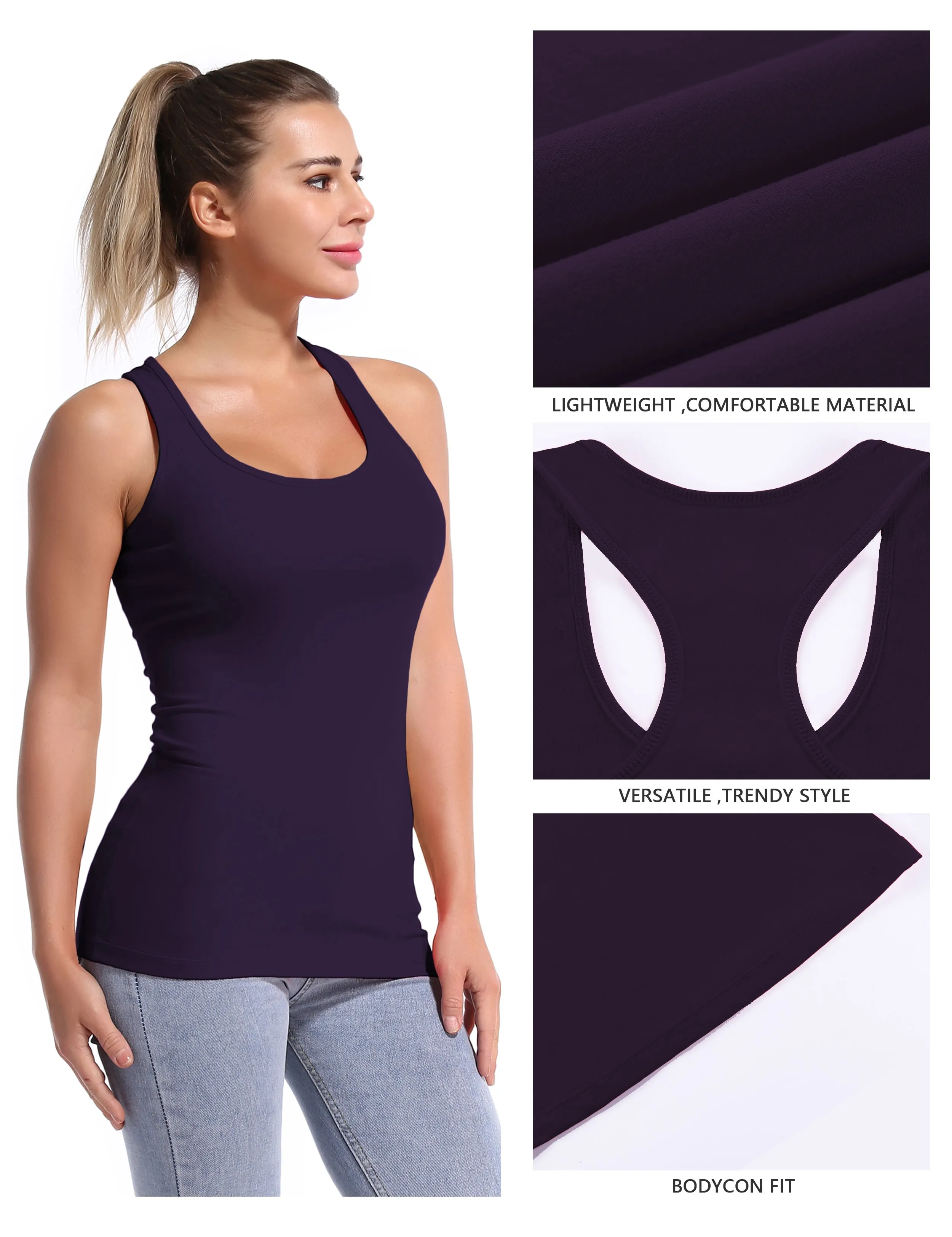 Racerback Athletic Tank Tops midnightblue_yoga