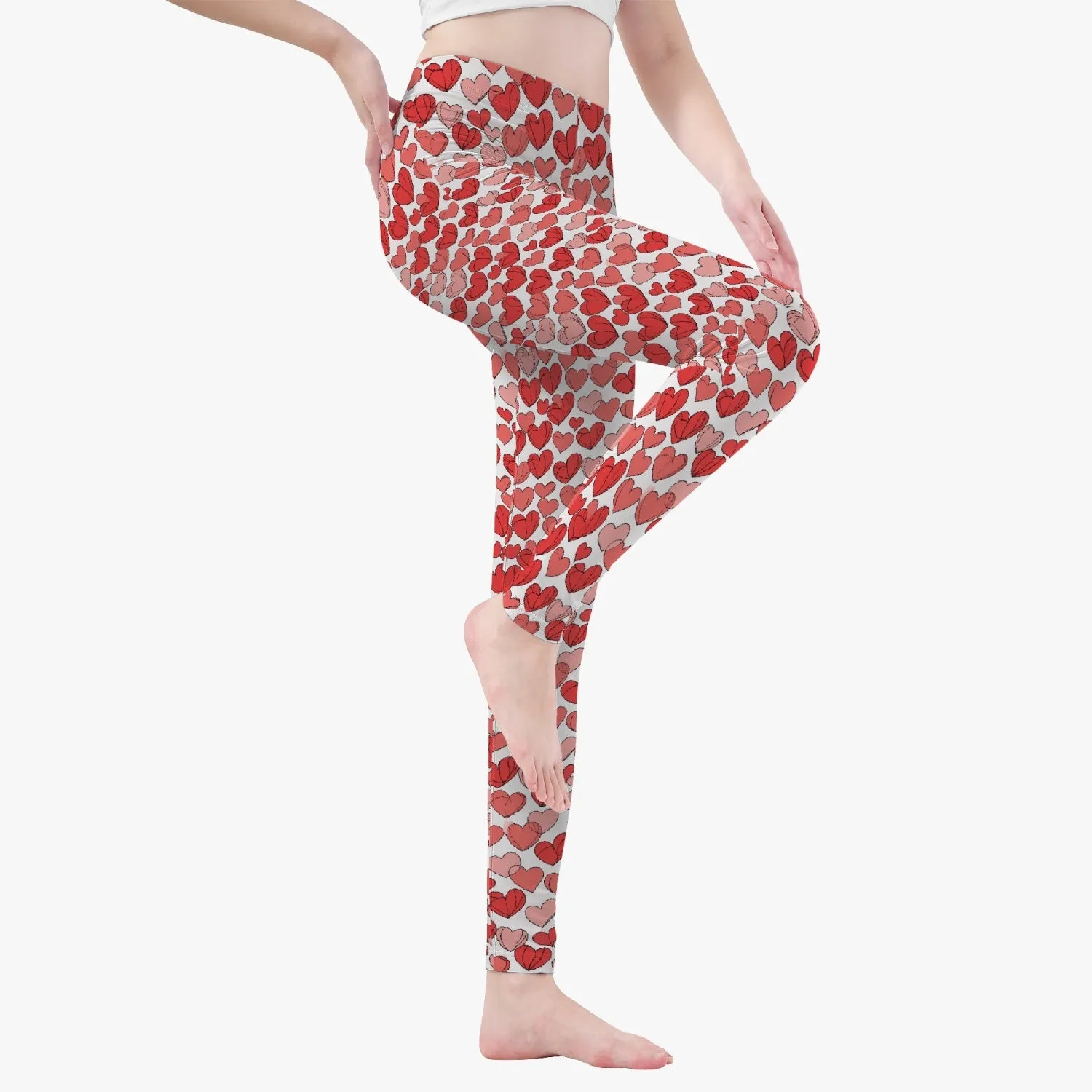 Red Little Hearts Women's Yoga Pants