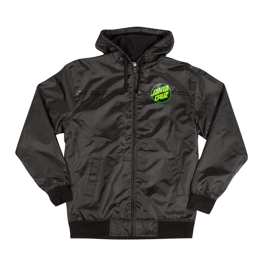 Santa Cruz Dot Hooded Windbreaker Jacket Black/Green