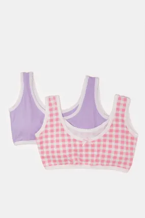 Senior Girls Pink And Purple Padded Bra Set (Pack Of 2)