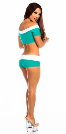 Sexy Balance Roll Down Top Athletic Yoga Hot Pants in Teal