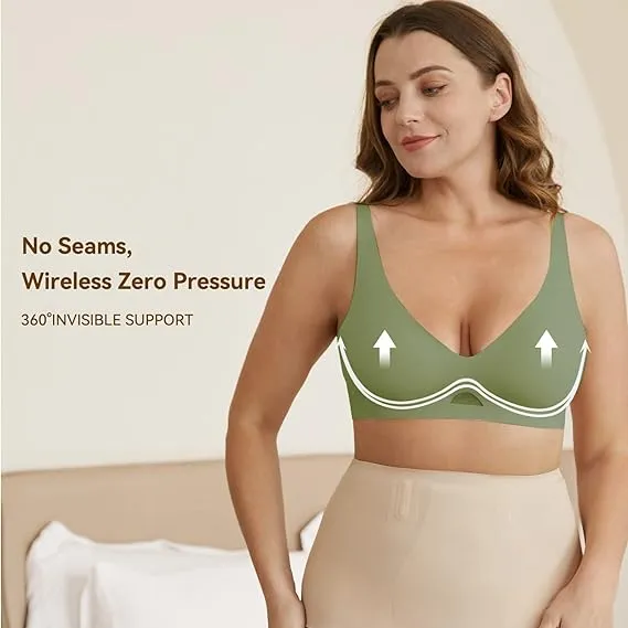 Smooth Comfortable Breathable Mesh Cool Feeling Wireless Bra Green