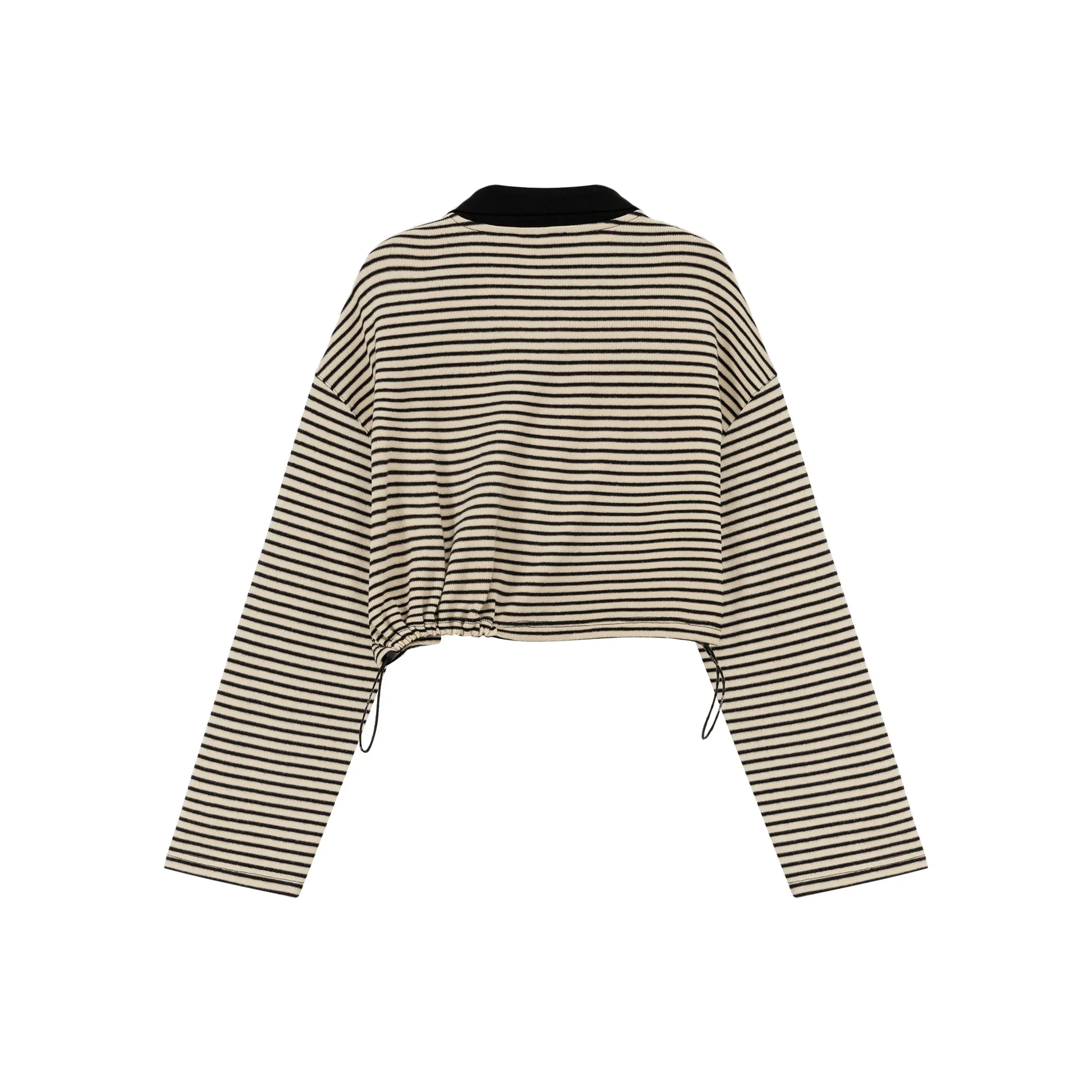 Striped Crop Half Zip-Up Top