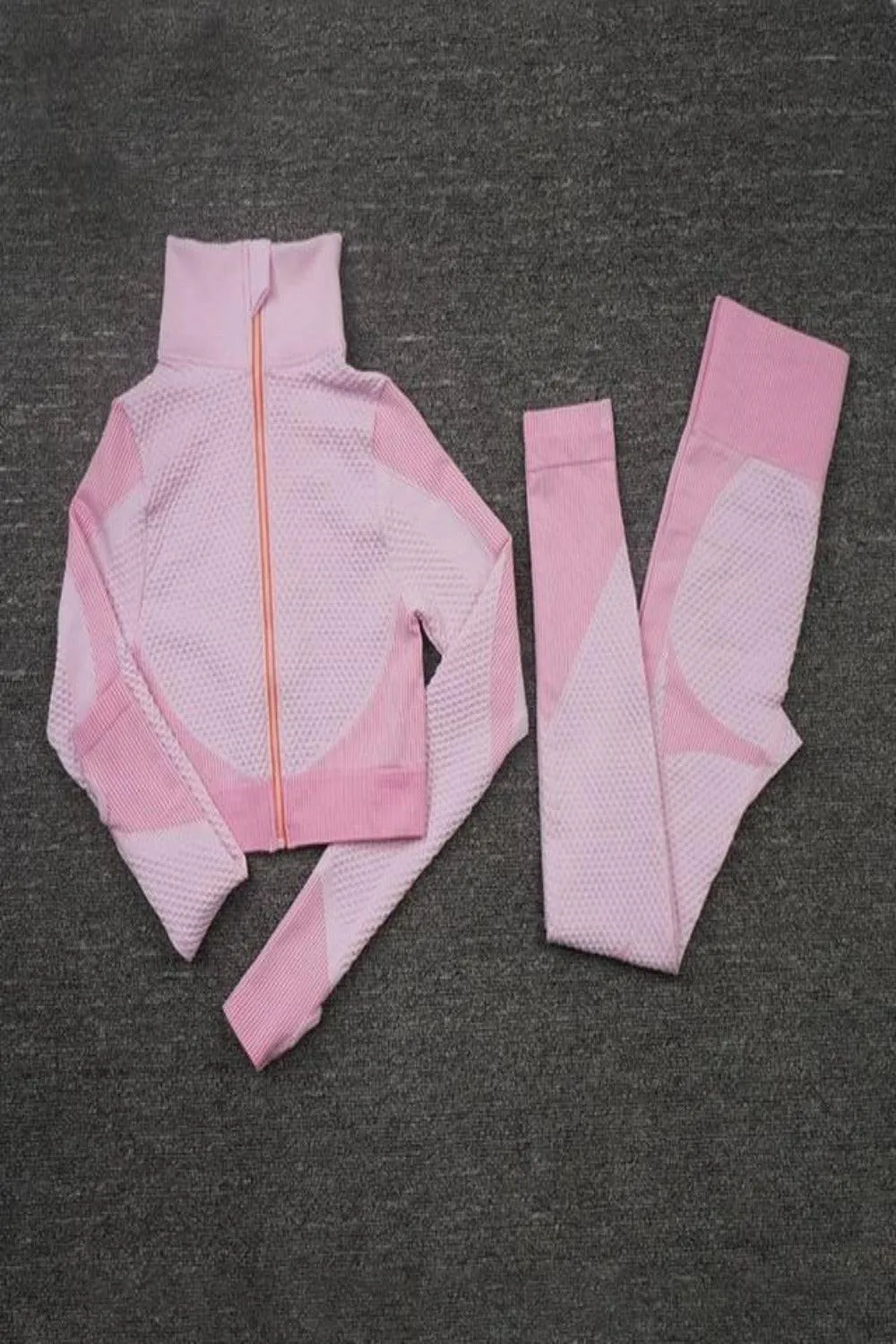 Tummy Control High Waisted Yoga Leggings Set - Pink