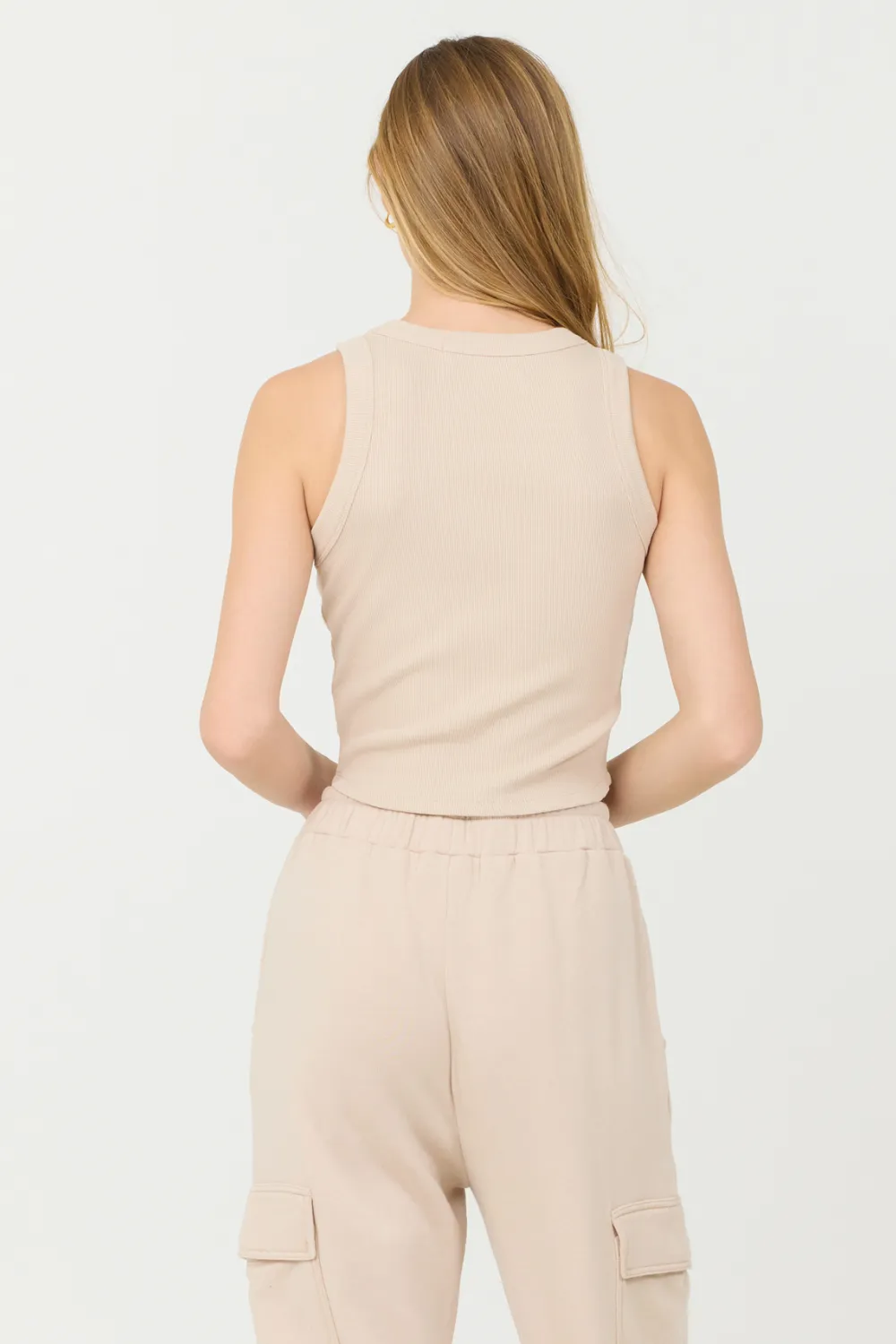 Vanilla Cream Cashmere Fleece Rib Tank