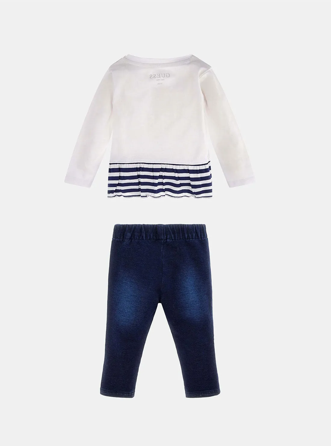 White Long Sleeve and Denim Leggings Set (3-18M)