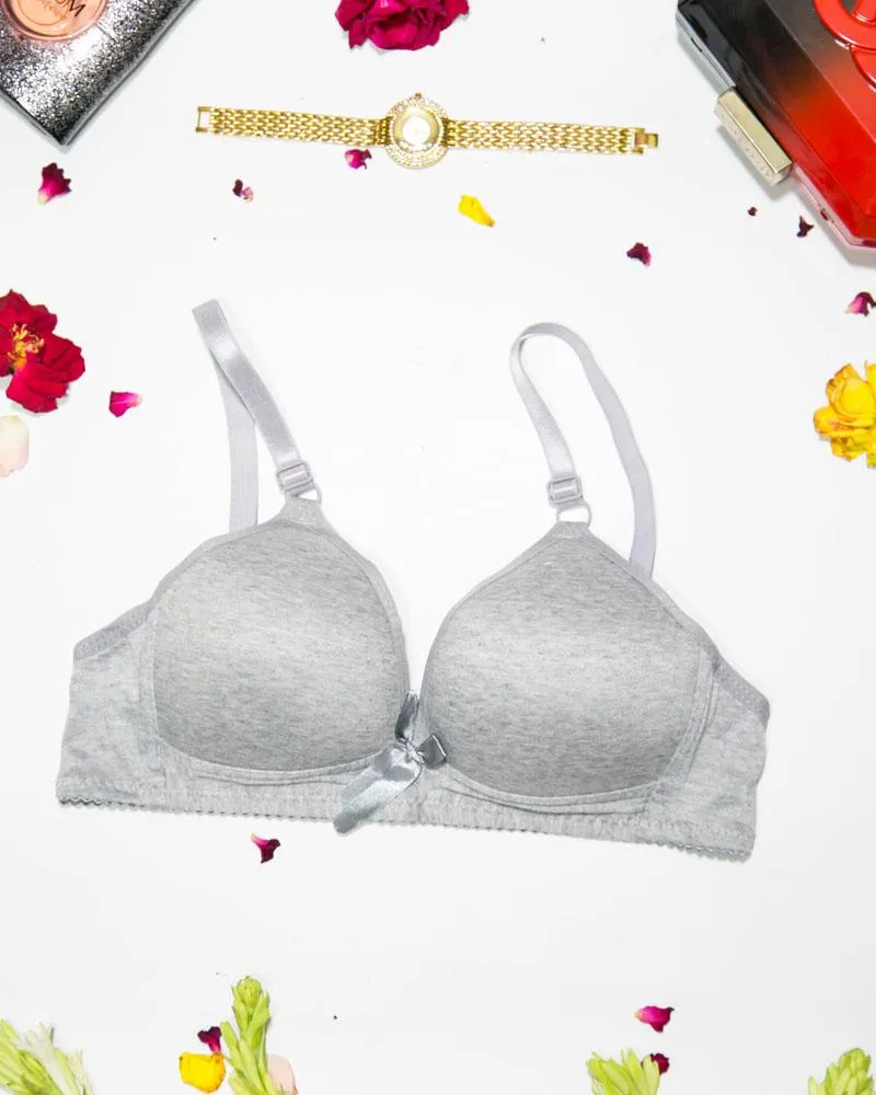 Women Soft Comfortable Wirefree Padded Bra - Grey - 093