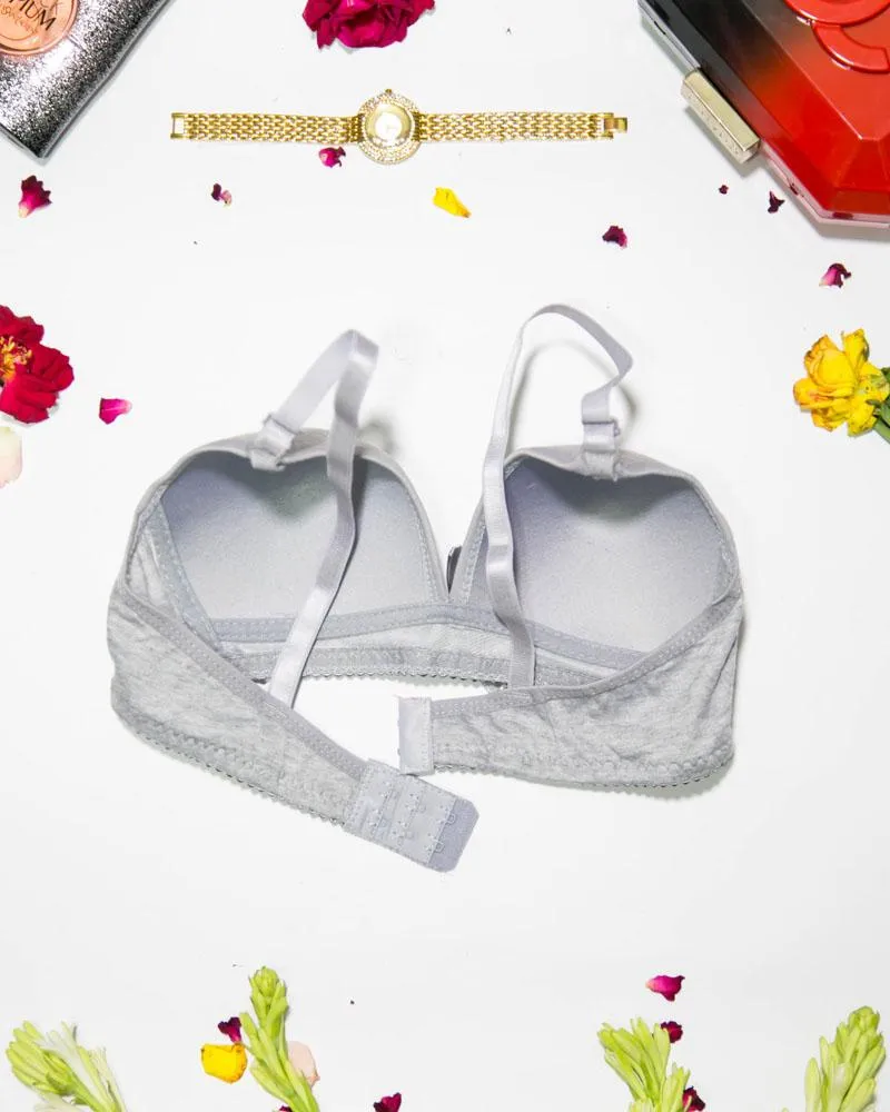 Women Soft Comfortable Wirefree Padded Bra - Grey - 093