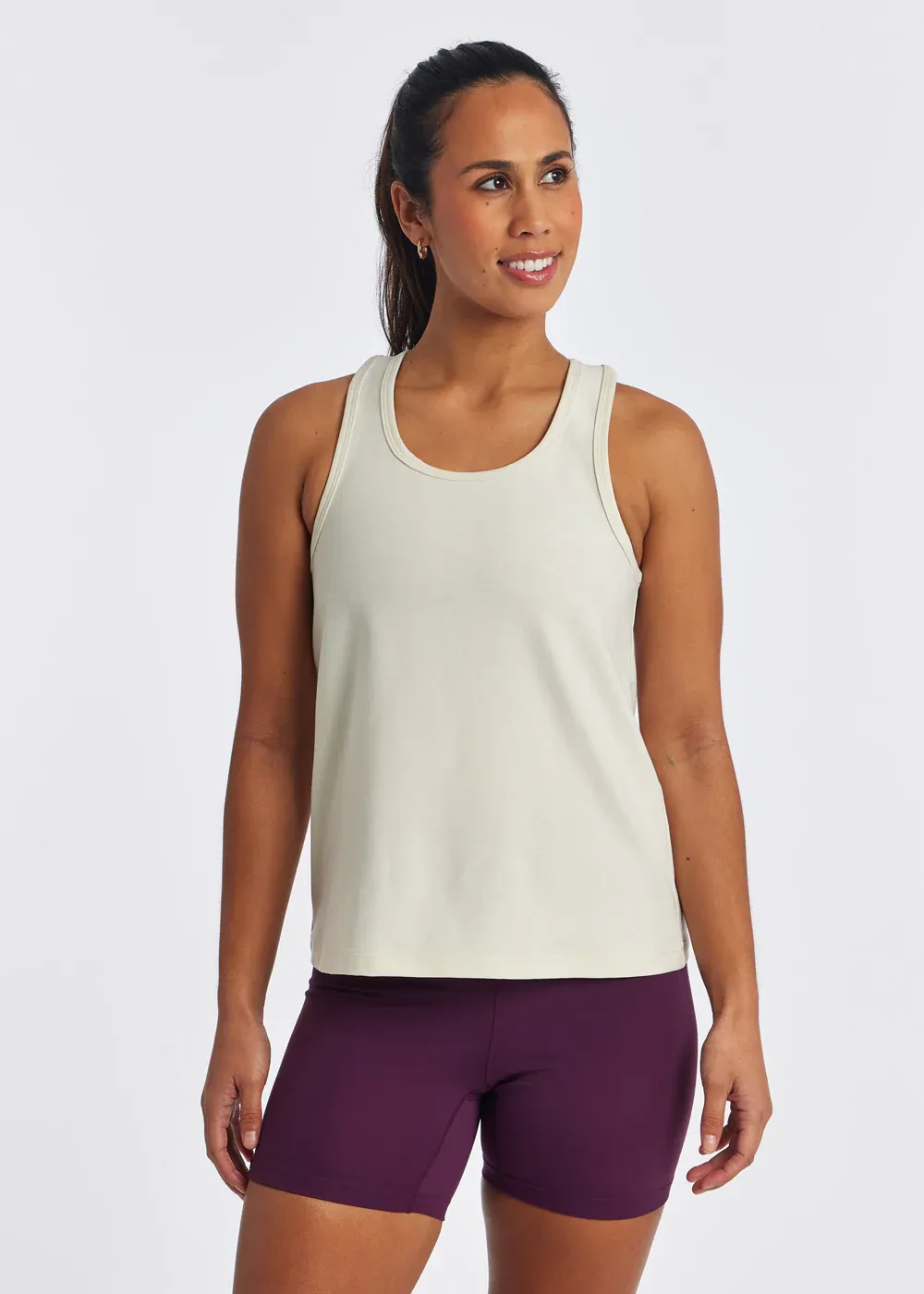 WOMEN'S LUX BOXY RACERBACK TANK - IVORY