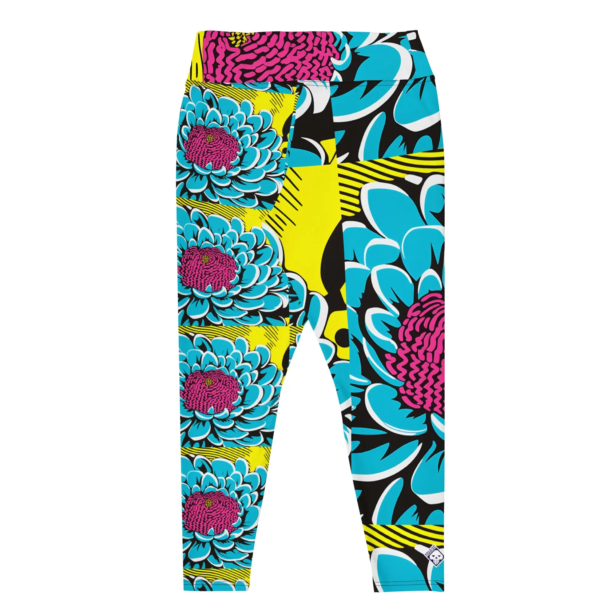 Women's Plus Size Pop Art Yoga Pants - Roy Lichtenstein Inspired Dahlia Print 002