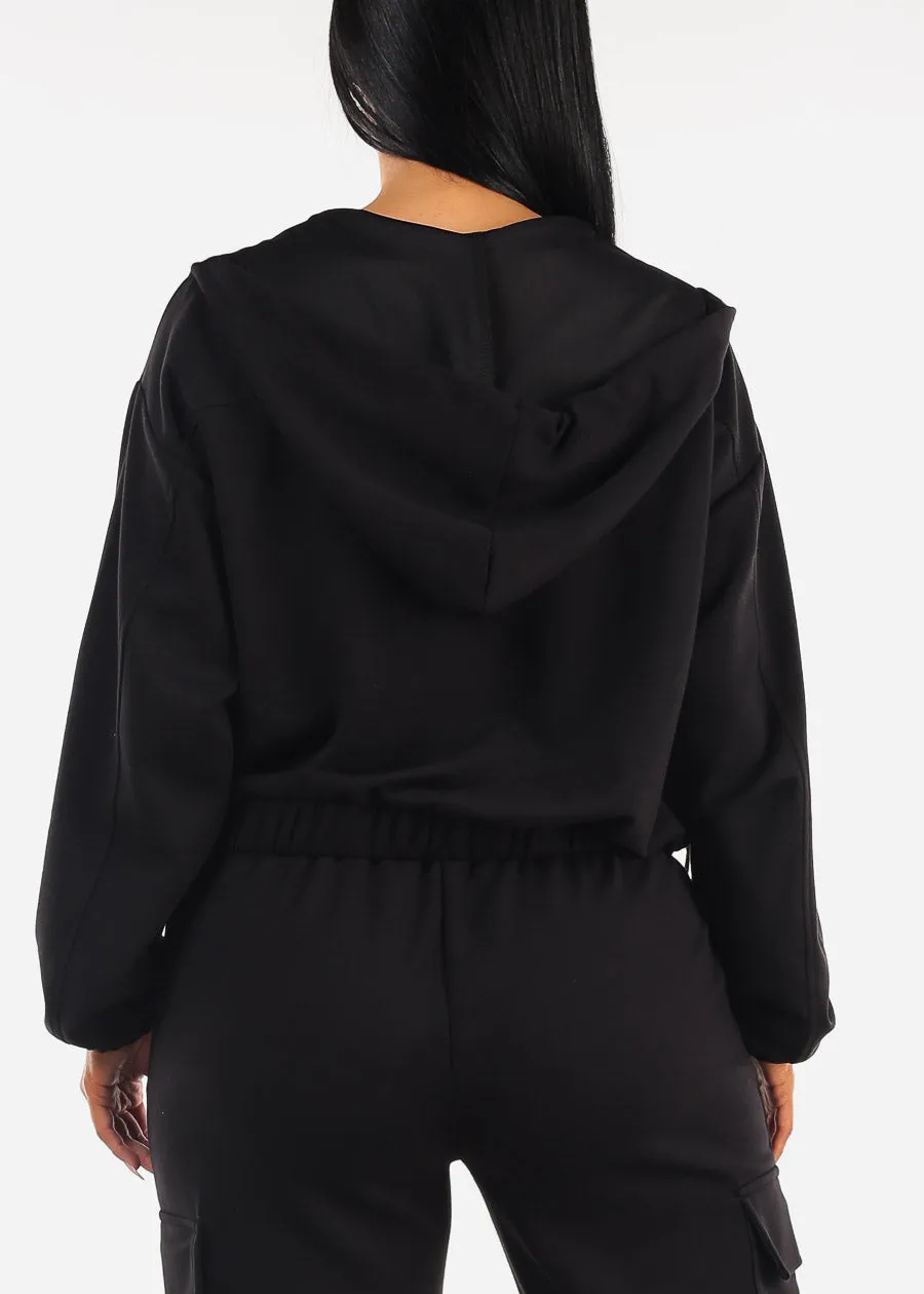 Zip Up Black Hoody w Pockets