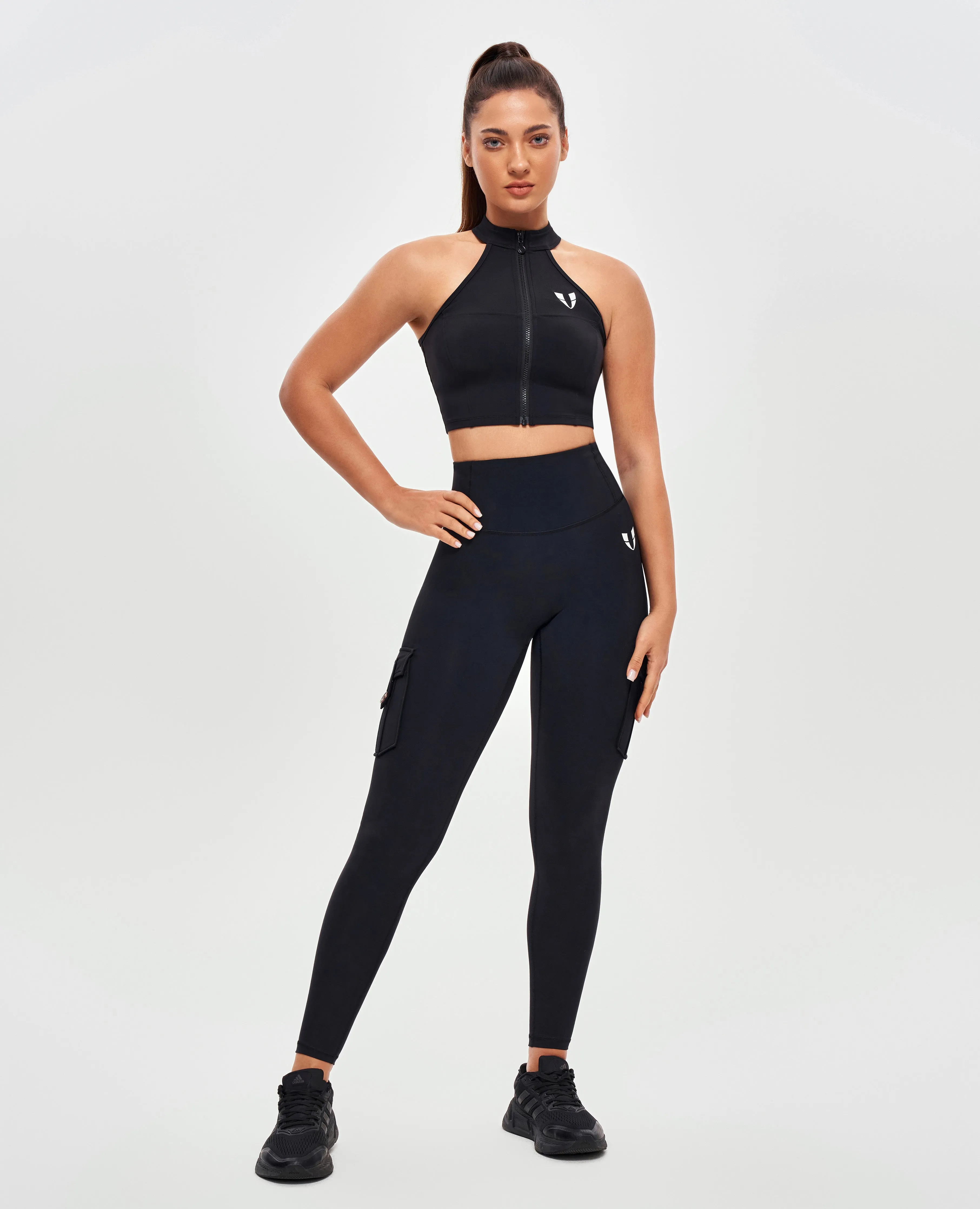 Zip Up Cropped Tank - Black