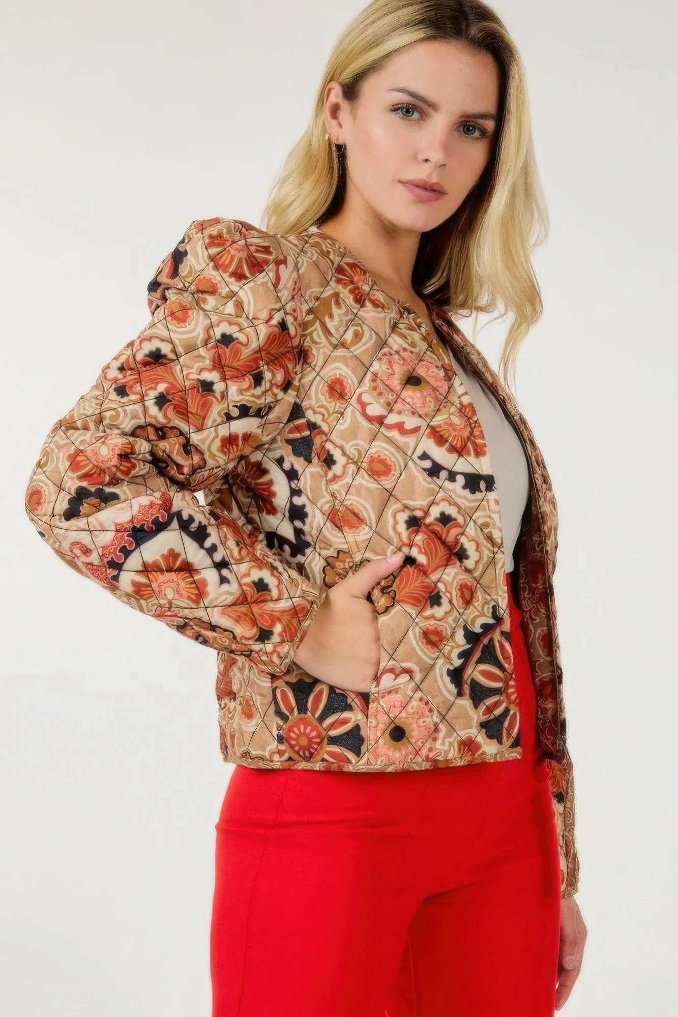 Zip Up Multi-print Jacket